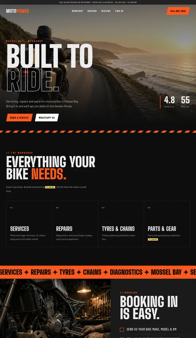 Homepage of the Motopower concept site