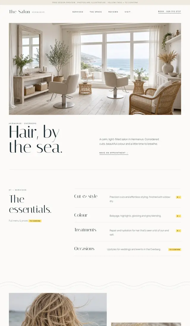 Homepage of the The Salon concept site